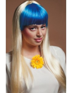 Peruca julienne loira e azul - de alta qualidade, ideal para carnaval, festas temáticas e eventos especiais.